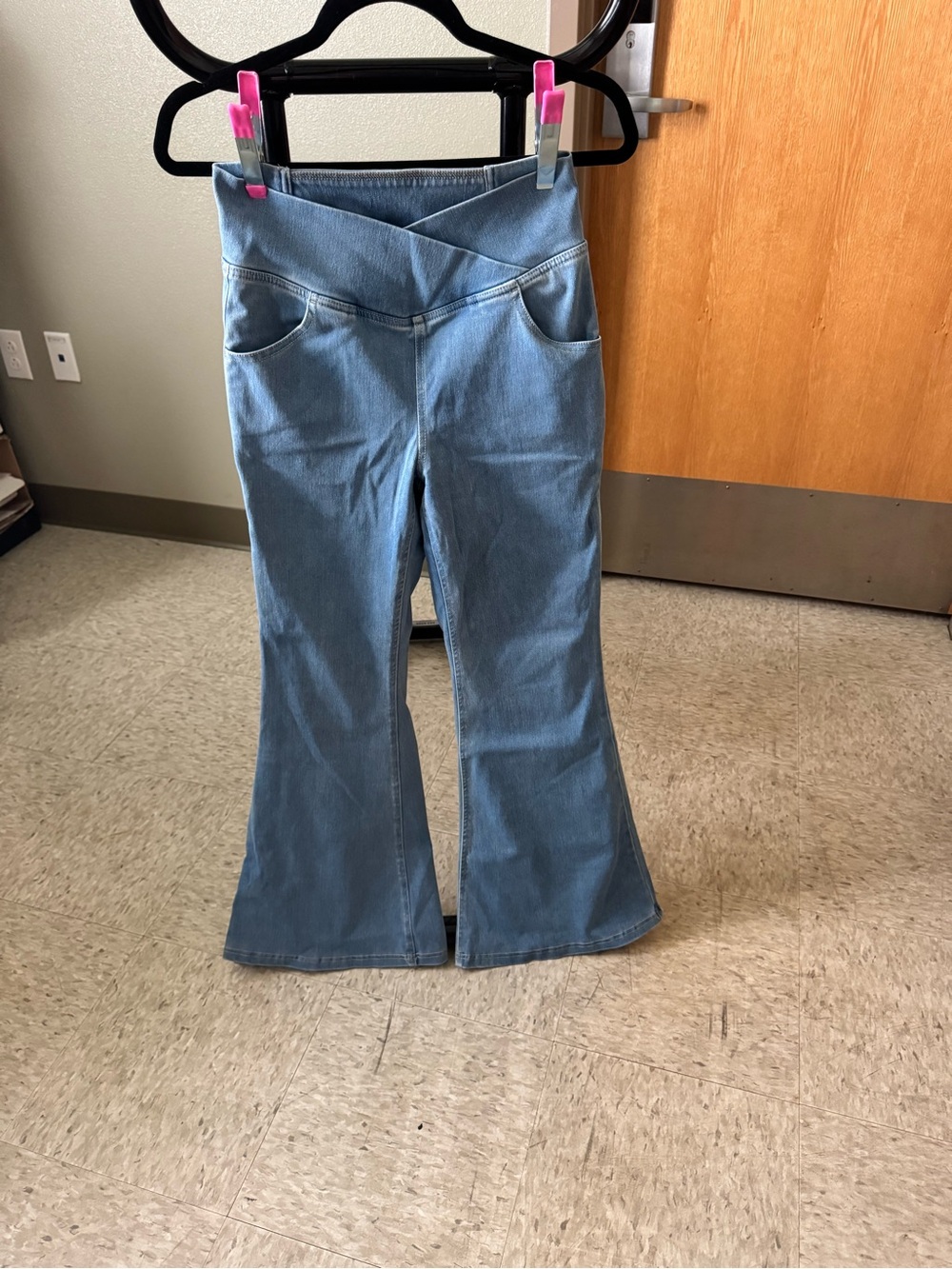 Women’s Light Blue Flared Jeans with V-Waist